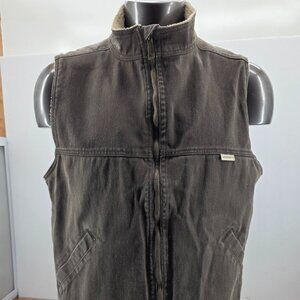 Wolverine Mens Canvas Vest Sherpa Lined Faded Brown Full Zip Size Large